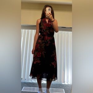 David Warren Floral Halter Dress